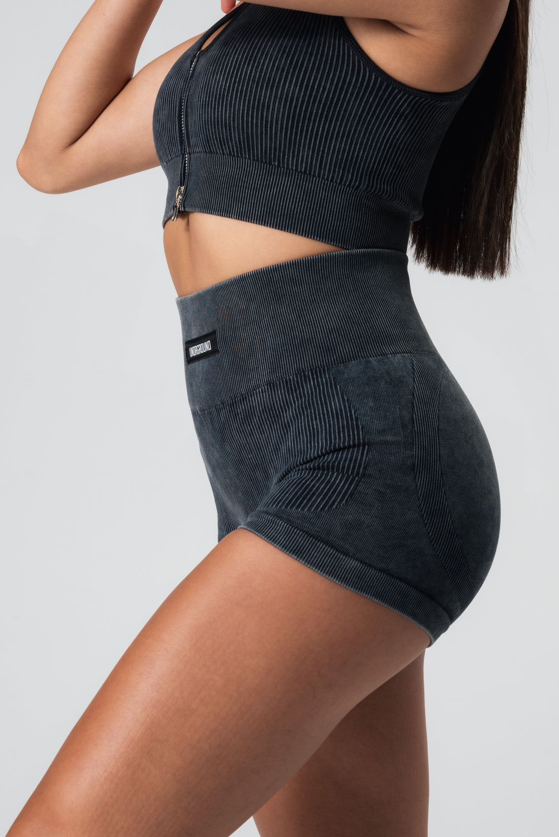 Black Ribbed Shorts