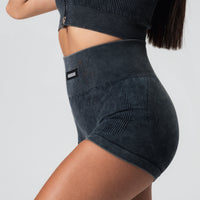 Black Ribbed Shorts